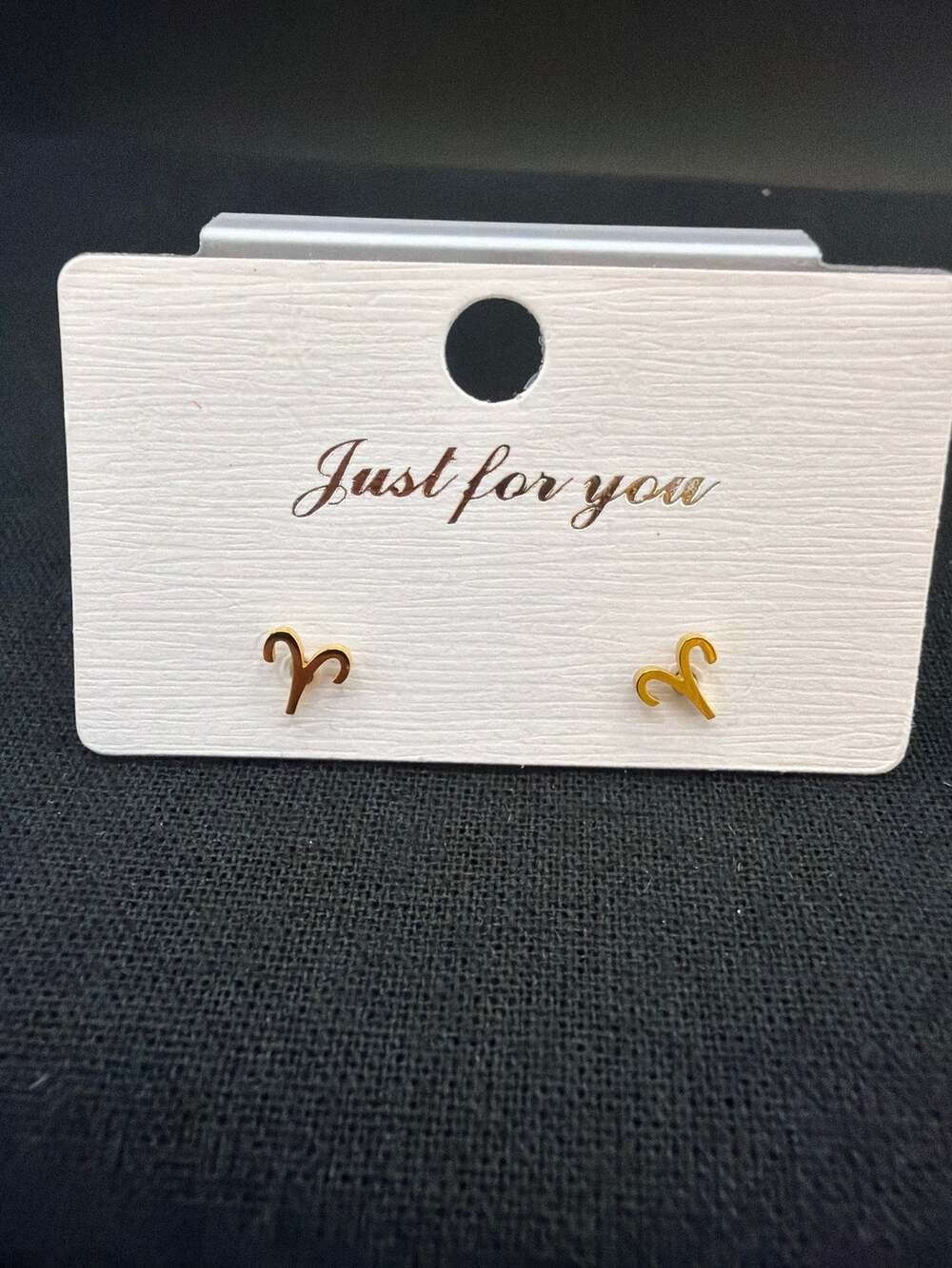 NWT 18K Gold PVD Aries Zodiac Stud Earrings Waterproof Tarnish Free Dainty Gift